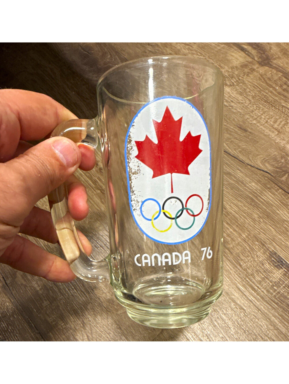 Canada ’76 Montreal 1976 Olympics Clear Glass Mug with Handle